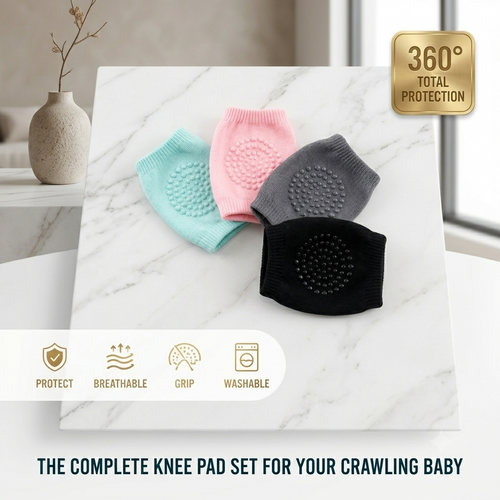 Premium Anti-Slip Baby Crawling Knee Pads (2 Pair Pack)