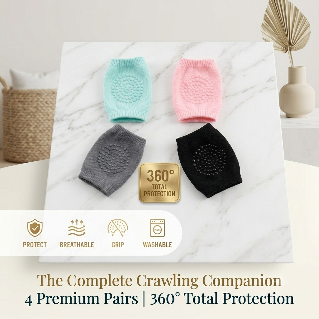Premium Anti-Slip Baby Crawling Knee Pads (2 Pair Pack)